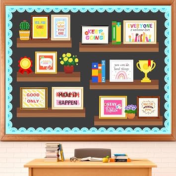 LioNergy Motivational Quotes Classroom Bulletin Board Kit Positive Mindset helves Bulletin Board Decoration Inspiration Poster Cutouts Wall Door Decor for Classroom Library Decor Reading Corner