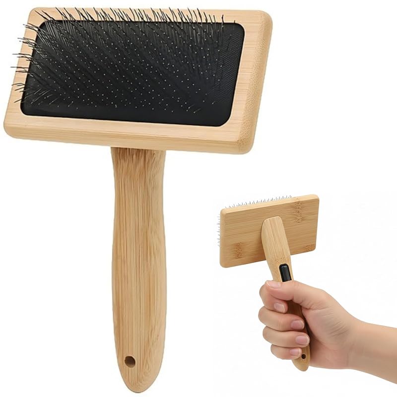 Escova Slicker para Cães e Gatos com Cabo de Bambu Sloppup, 1 unidade