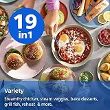 Philips Steam Airfryer 5000 Series Dual Basket - Airfryer & Steamer, 9 Litre, RapidAir Plus, 19 Cooking Functions, 90% Less Fat, 2 Baskets, Steam Cleaning, Silver (NA555/00) - 9