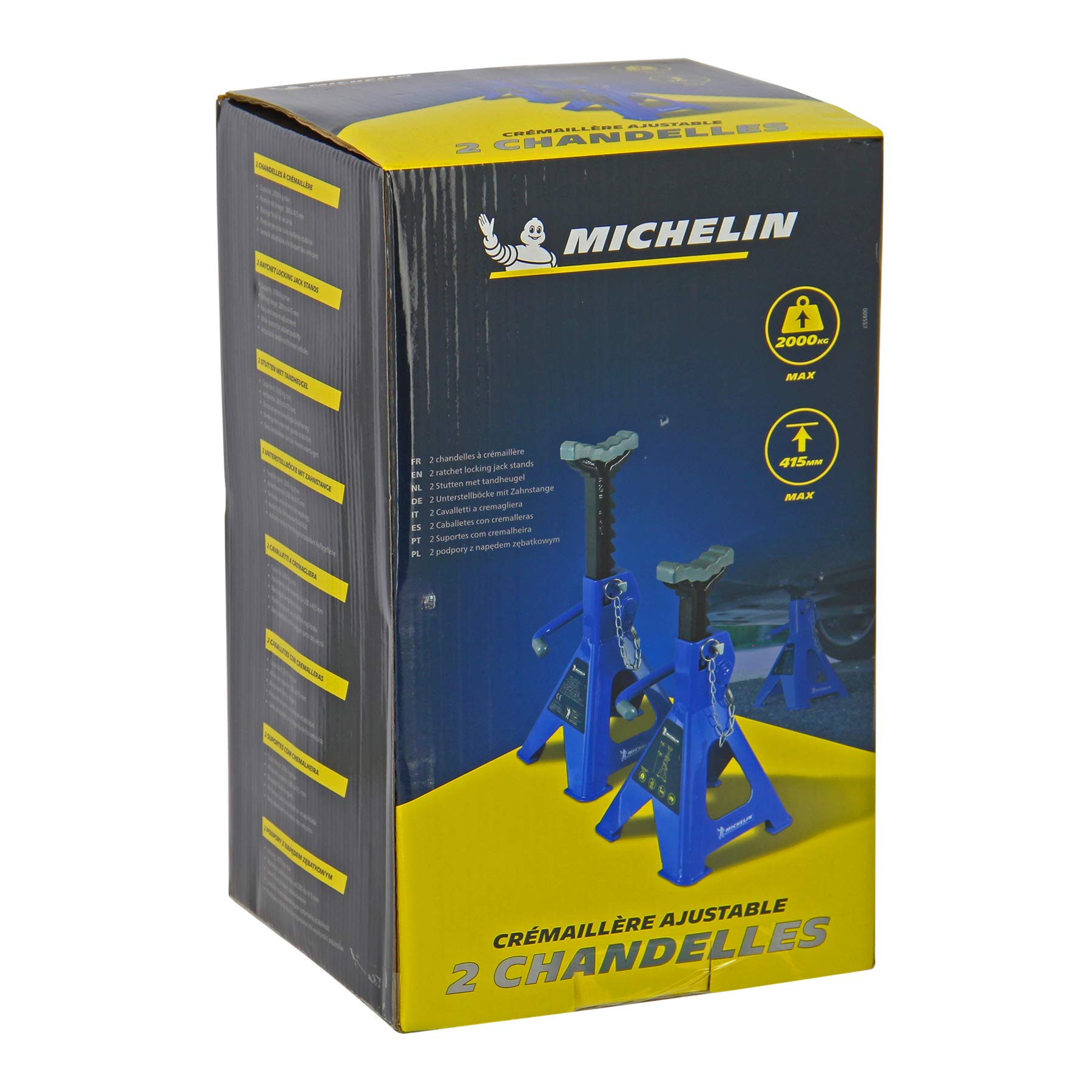 MICHELIN 9558 Cric hydraulique rouleur 1,8T + 2 Chandelles Fixes 2T & 92417/009557 Chandelles de Levage 2T