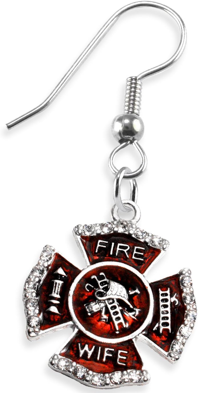 Firefighter's Wife Crystal Earring, Safe-Nickel, Lead & Cadmium Free!
