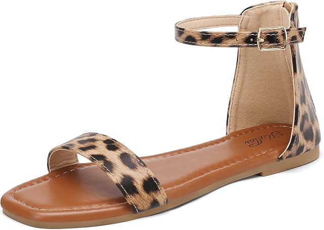 katliu Sandalias de mujer Elegantes Sandalias planas con correa en el tobillo y puntera abierta Zapatos cómodos de verano con estilo 36-41