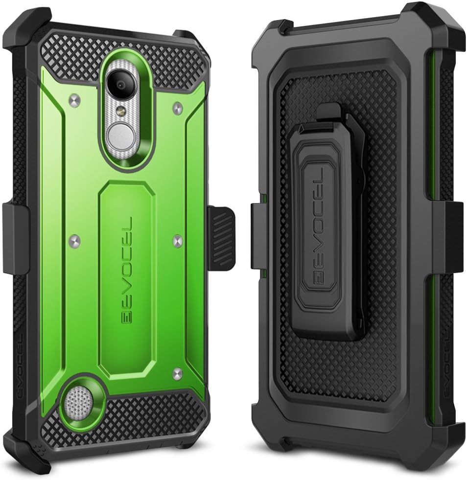 Evocel Explorer Series Phone Case Compatible with LG Aristo (MS210), LG K4 (2017 Release) with Belt Clip Holster and Slim Profile, Green