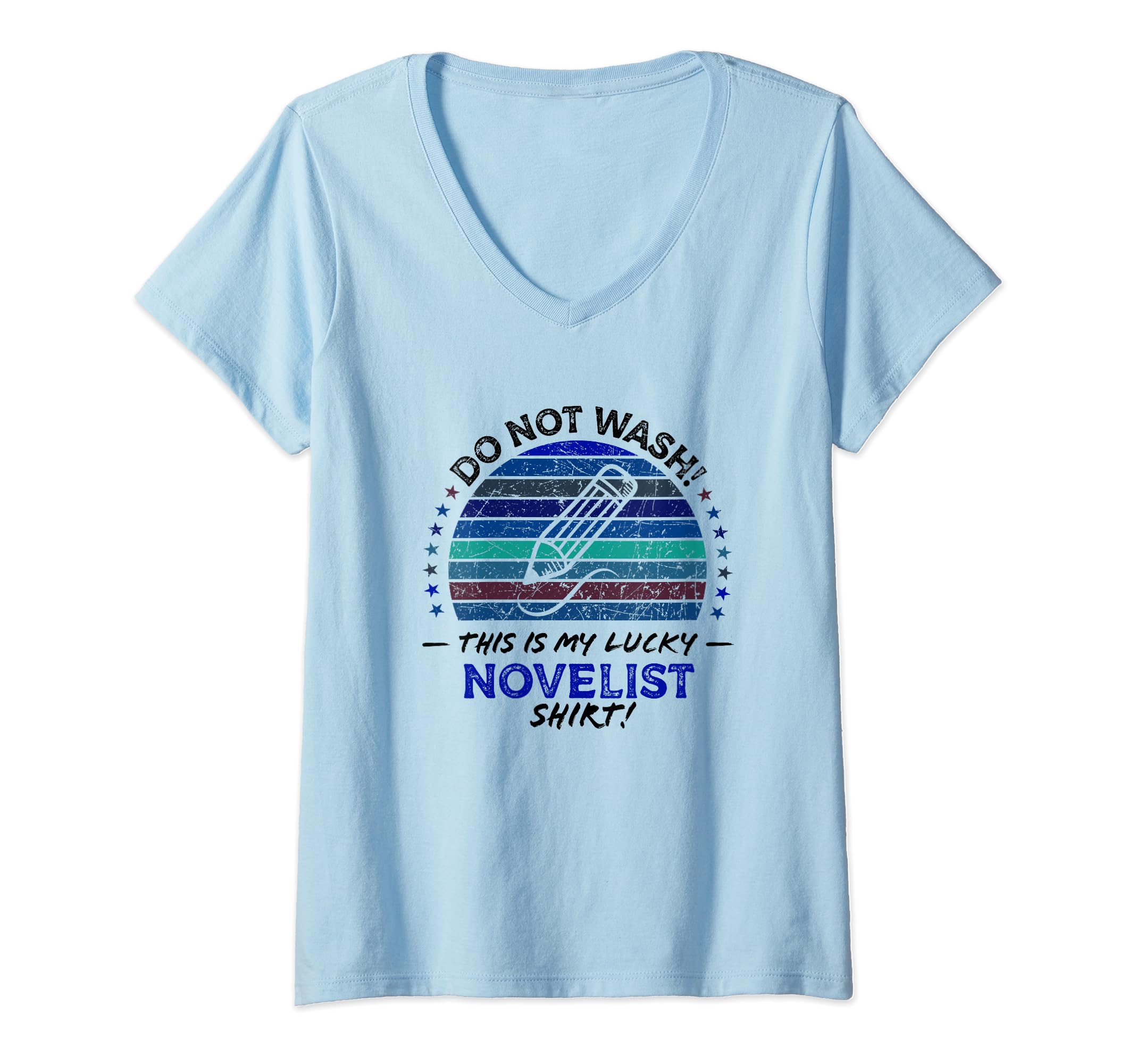 Best Novel Writer Hobby & Career Shirts IdeasNovelist Writer Book Author, Funny Retro Graphic V-Neck T-Shirt