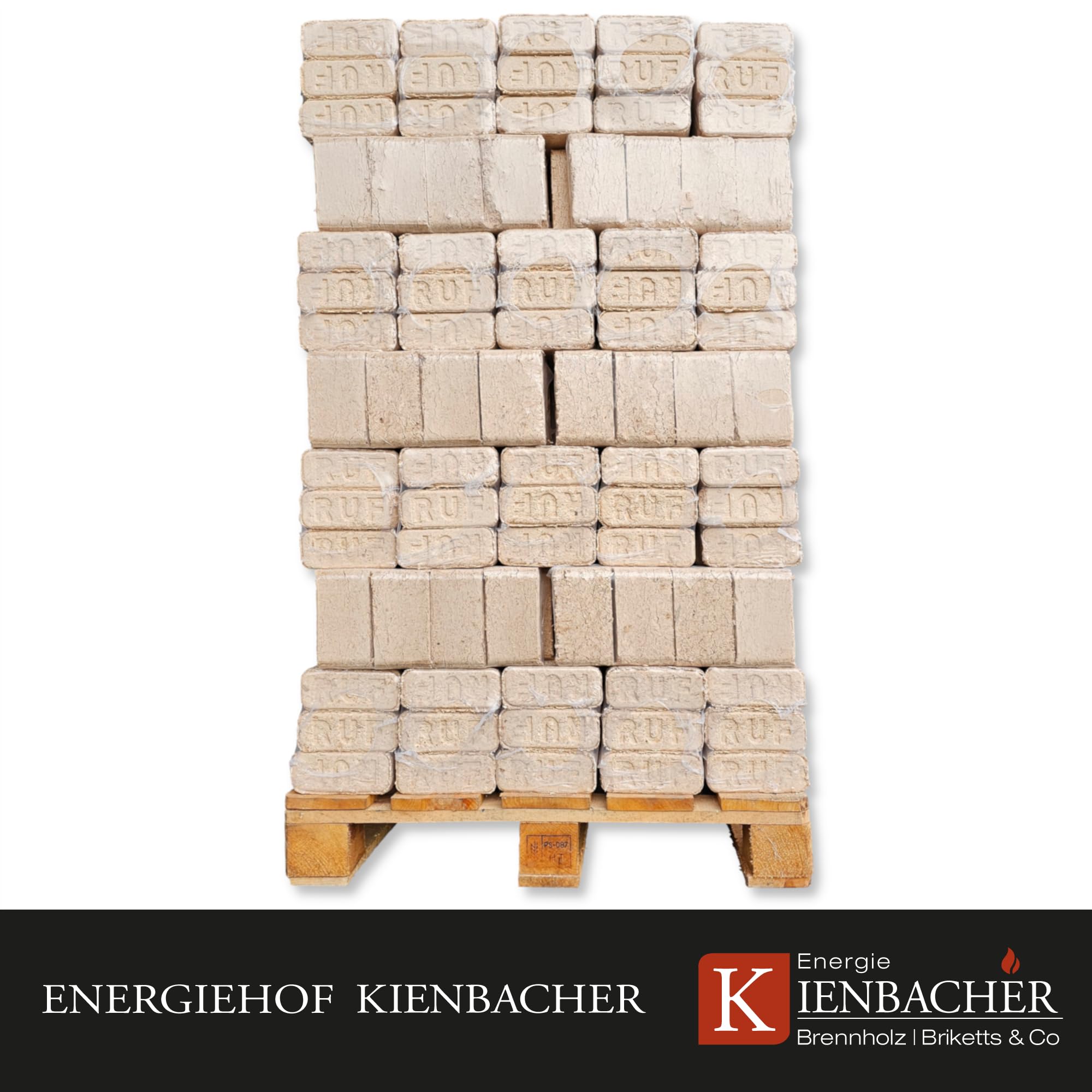 960 kg Palette RUF Hartholz Brikett Sonderangebot Briketts aus Buche und/oder Eiche Kamin Ofen Holz Gluthalter Brennholz Ofenbriketts Kaminbriketts Premium Öko Holzbriketts | Energie Kienbacher