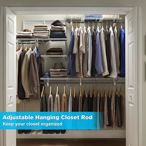 Miniatura 6 de Barra colgante de armario, organizador colgante de armario ajustable de longitud y altura, barra colgante de ropa de 35 pulgadas de altura, extensor