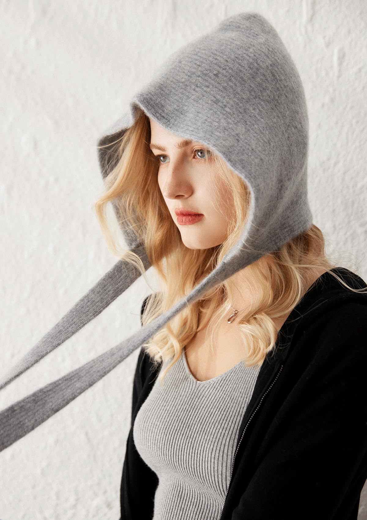 YUONNY Damska zimowa czapka beanie z dzianiny 100% kaszmiru, miękka, ciepła i wiatroszczelna czapka douszna, modna czapka narciarska z ochroną ucha, swobodny dzianinowy kapelusz śniegowy na prezent