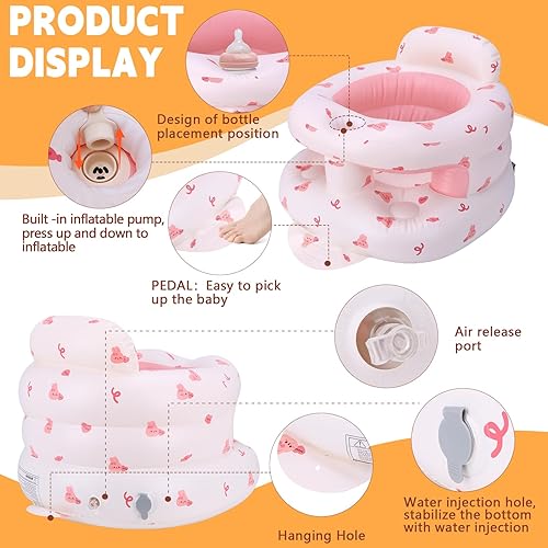 Miniatura 2 de Asiento inflable para bebés de 3 meses en adelante, asiento inflable de apoyo para bebé para sentarse, silla de piso para bebé con bomba de aire