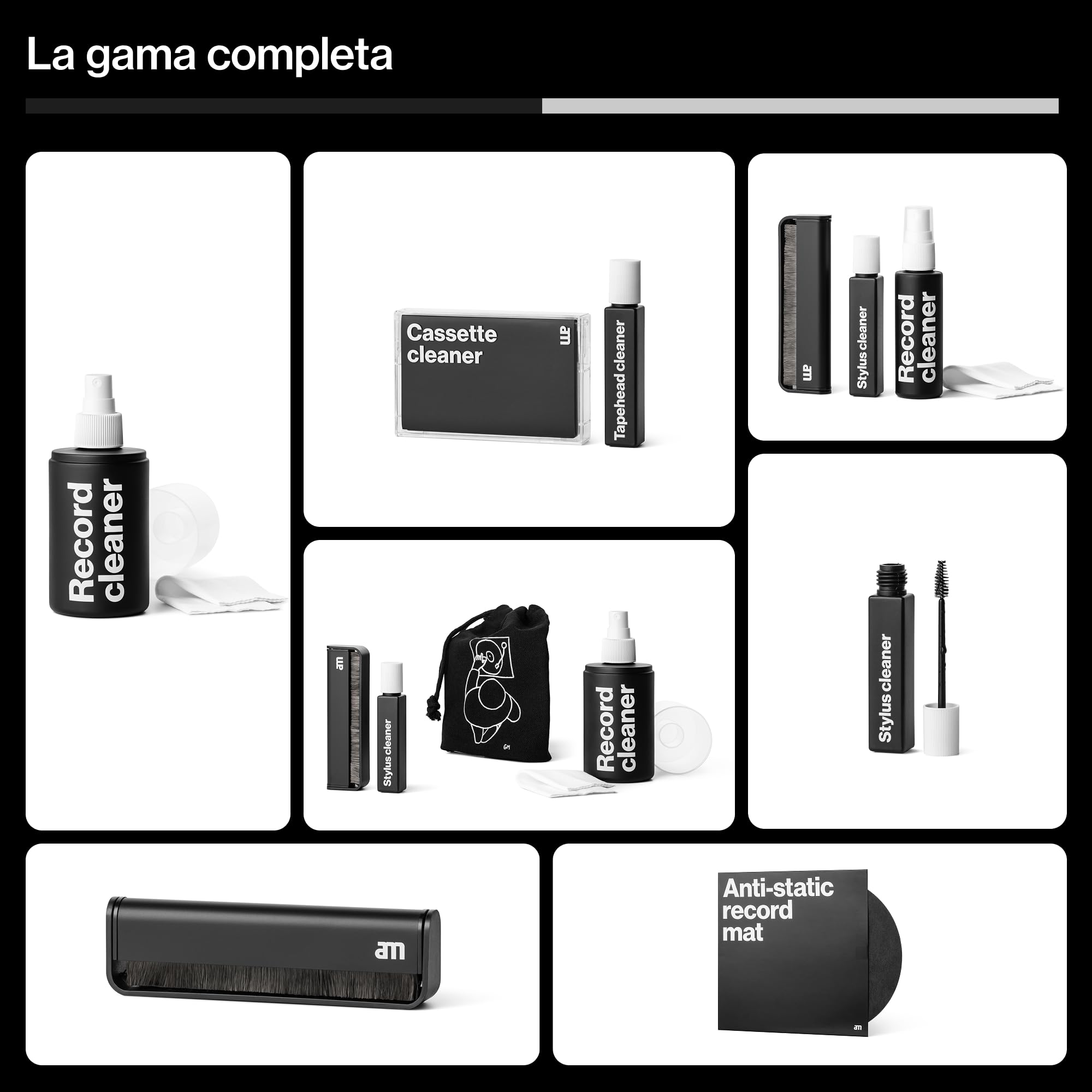 Am Kit Premium de Limpieza para Vinilos 4 en 1 – Limpiador de Discos, Limpiador de Aguja y Cepillos para el Cuidado de Vinilos y Tocadiscos