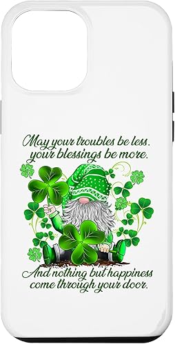 Funda para iPhone 12 Pro Max con gnomo cristiano del día de San Patricio con bendición irlandesa
