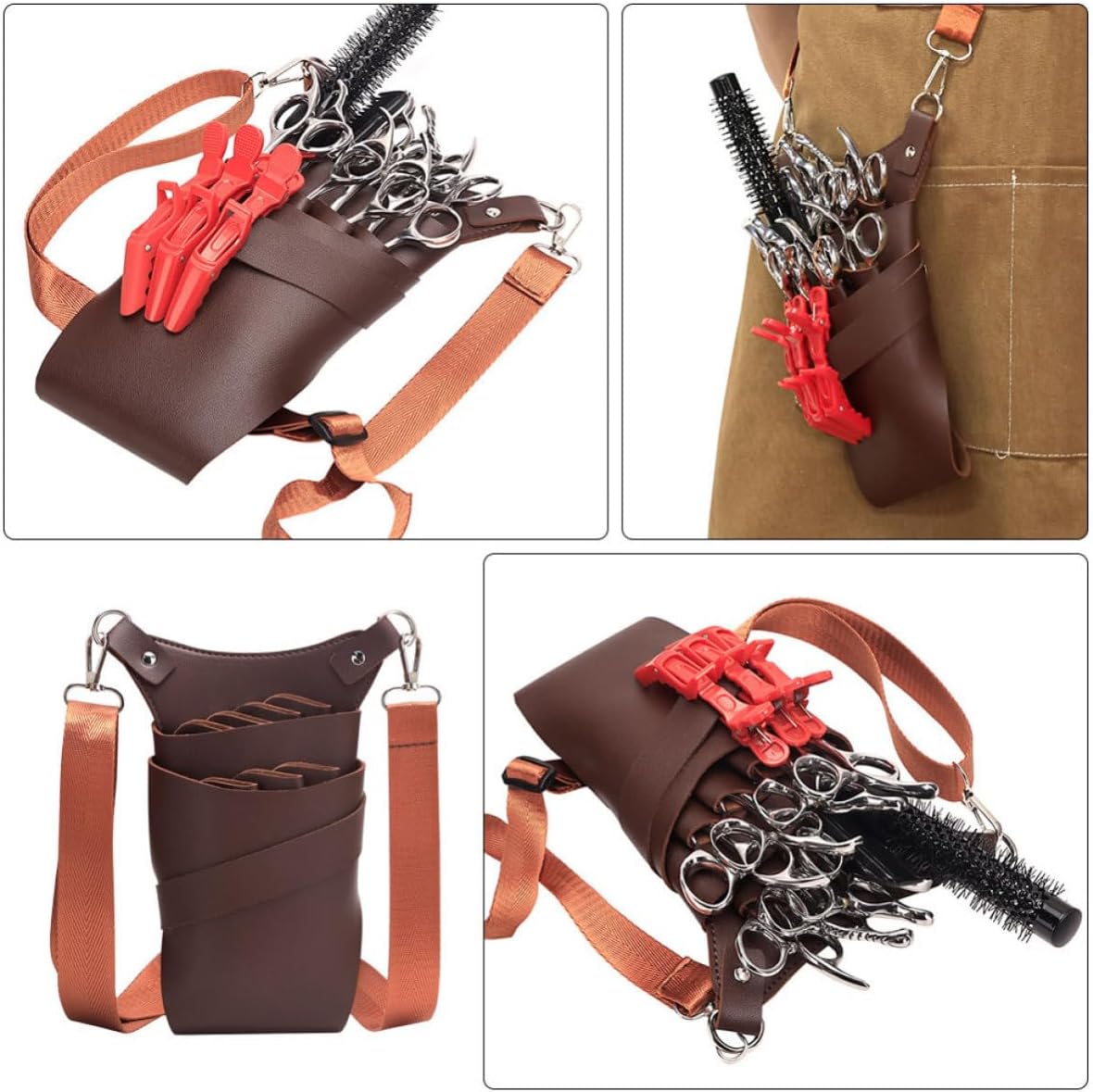 Garneck Barber Scissor Waist Bag Large Capacity Pu Hairdressing Tools Pouch Portable Multipurpose Waist Pouch for Hairstylist in Hair Salon and Barbershop