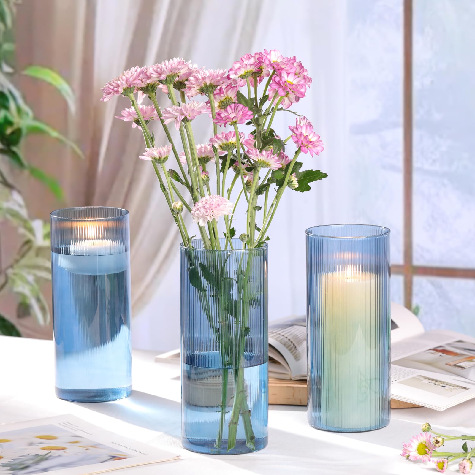 Amazon.co.jp: ガラスシリンダー花瓶、センターピース用のつぼみ花瓶
