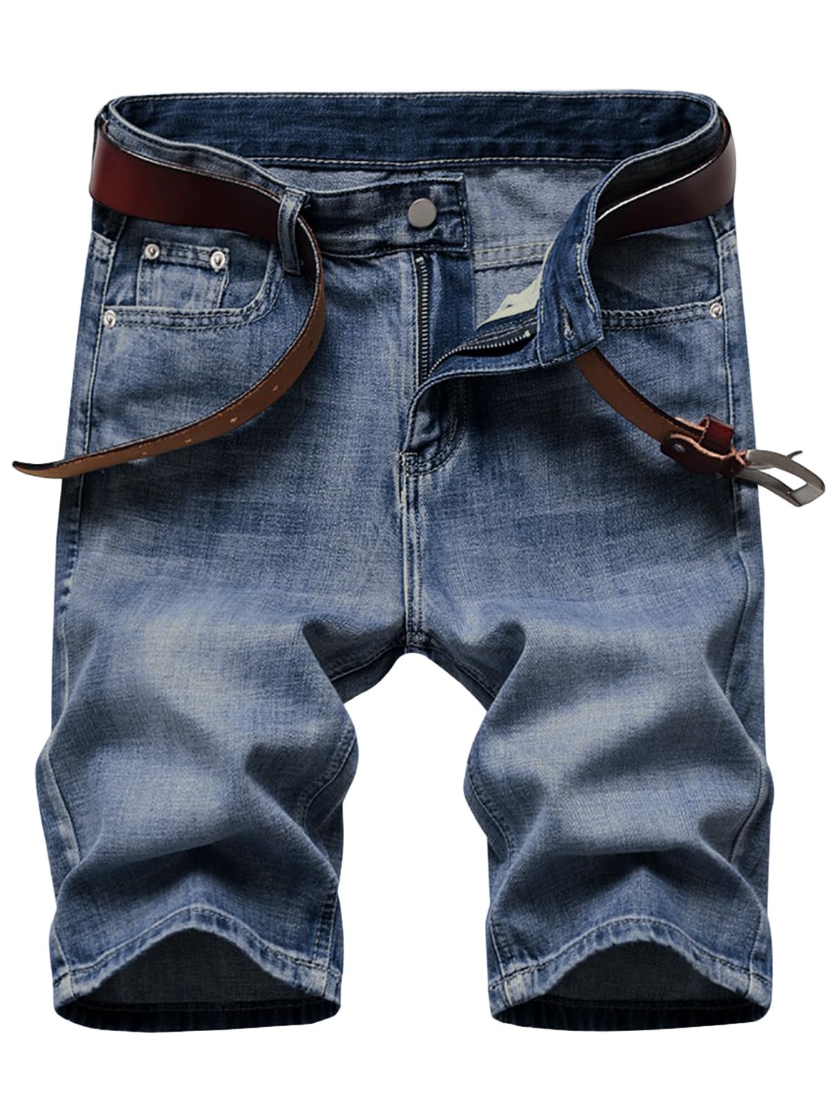 LONGBIDA Men's Jean Shorts Summer Casual Stretch Denim Jorts | Relaxed Fit