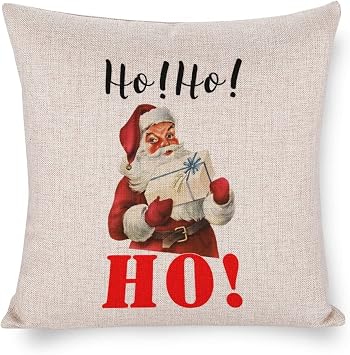 Square Pillowcases Decorative Santa Hoho Winter Funny Cartoon Happy Holiday Throw Pillow Cover Linen Cushion Cover Case Zipper Closure Home Decor Sofa Car Bedroom Pillow Case Decor 18"x18"