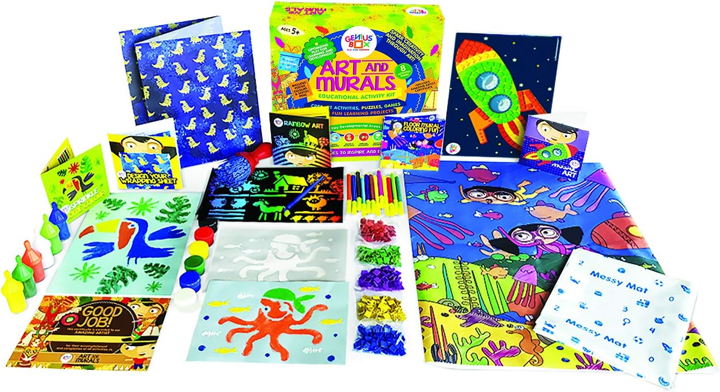 Genius Box Art and Murals Toddler kit | 8 in 1 Creative DIY Activity Kit | Puzzles Game for Over 5 Years Kids | Fun Learning Toys | Education Toys Gift