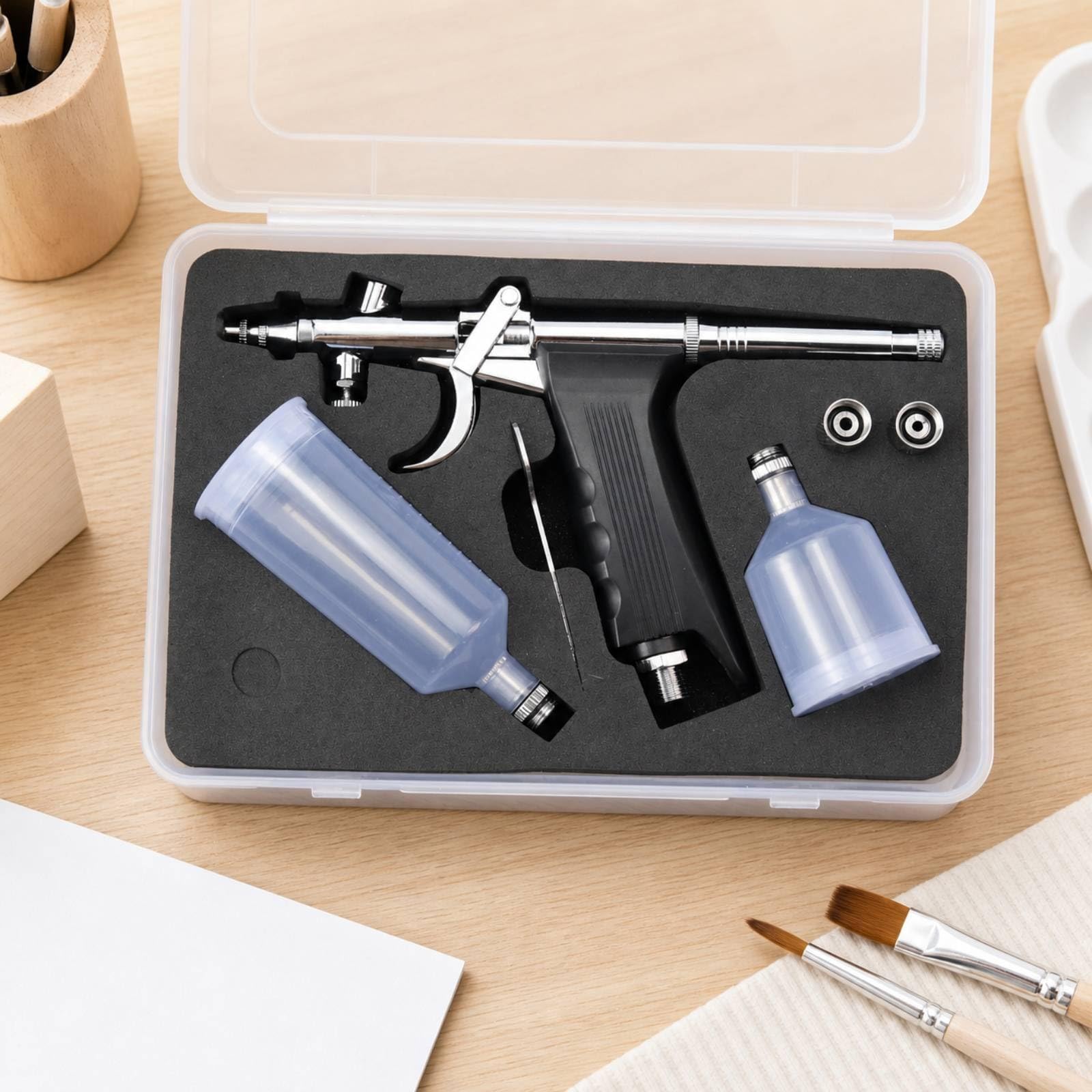 Doppelwirkungs-Spritzpistole Vielseitig Spritzpistole mit Metallgehäuse Einstellbar Spritzgerät für Bastelarbeiten, 0,5 MM