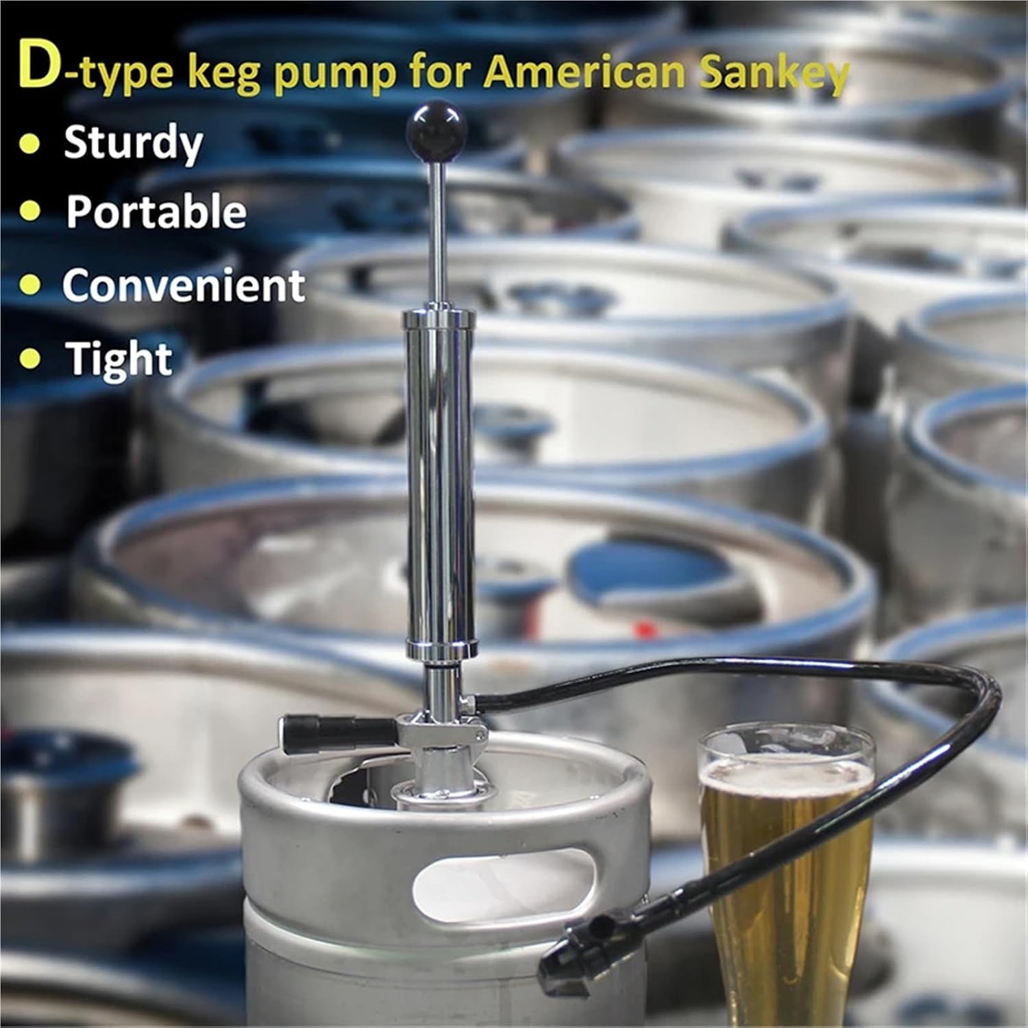 Premium Draft Beer Keg Picnic Pump - 4 Inch & 8 Inch Cylinder Pump with Easy Tap System for Parties(1ps)(4inch S)
