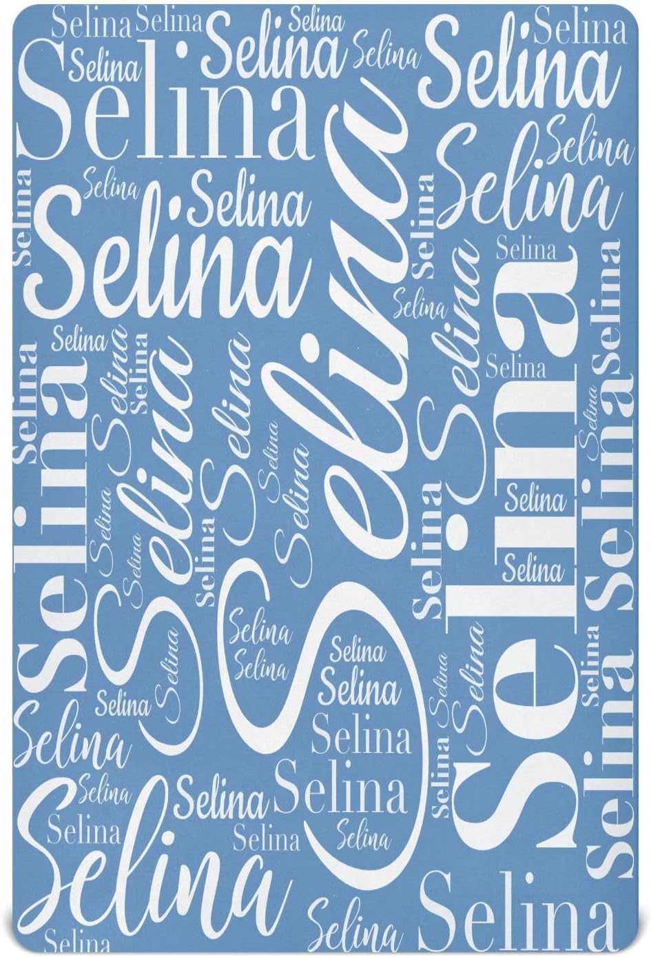 Emelivor Custom Name Blue Crib Sheet for Boys Girls Baby Personalized Fitted Crib Sheet Customized Playard Playpen Sheets for Toddler Boy, 52" x 28"