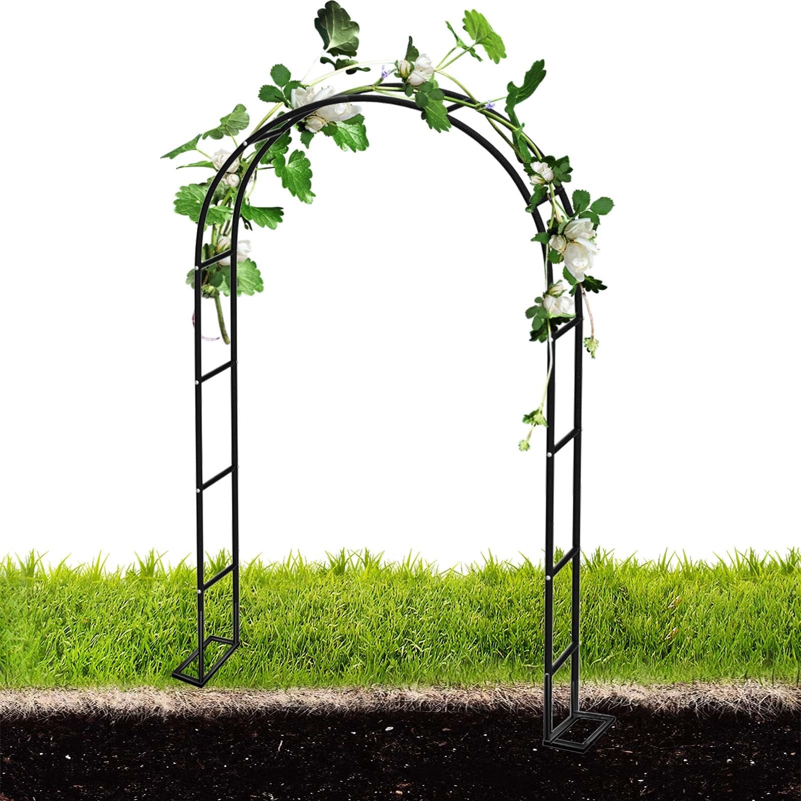 Arco da giardino in metallo resistente per piante rampicanti, 2,0 m/2,2 m/2,3 m, supporto per pergolato per rose, viti e tralicci, pergola durevole in nero/bianco/bronzo/verde scuro (L140 x P 40 x A