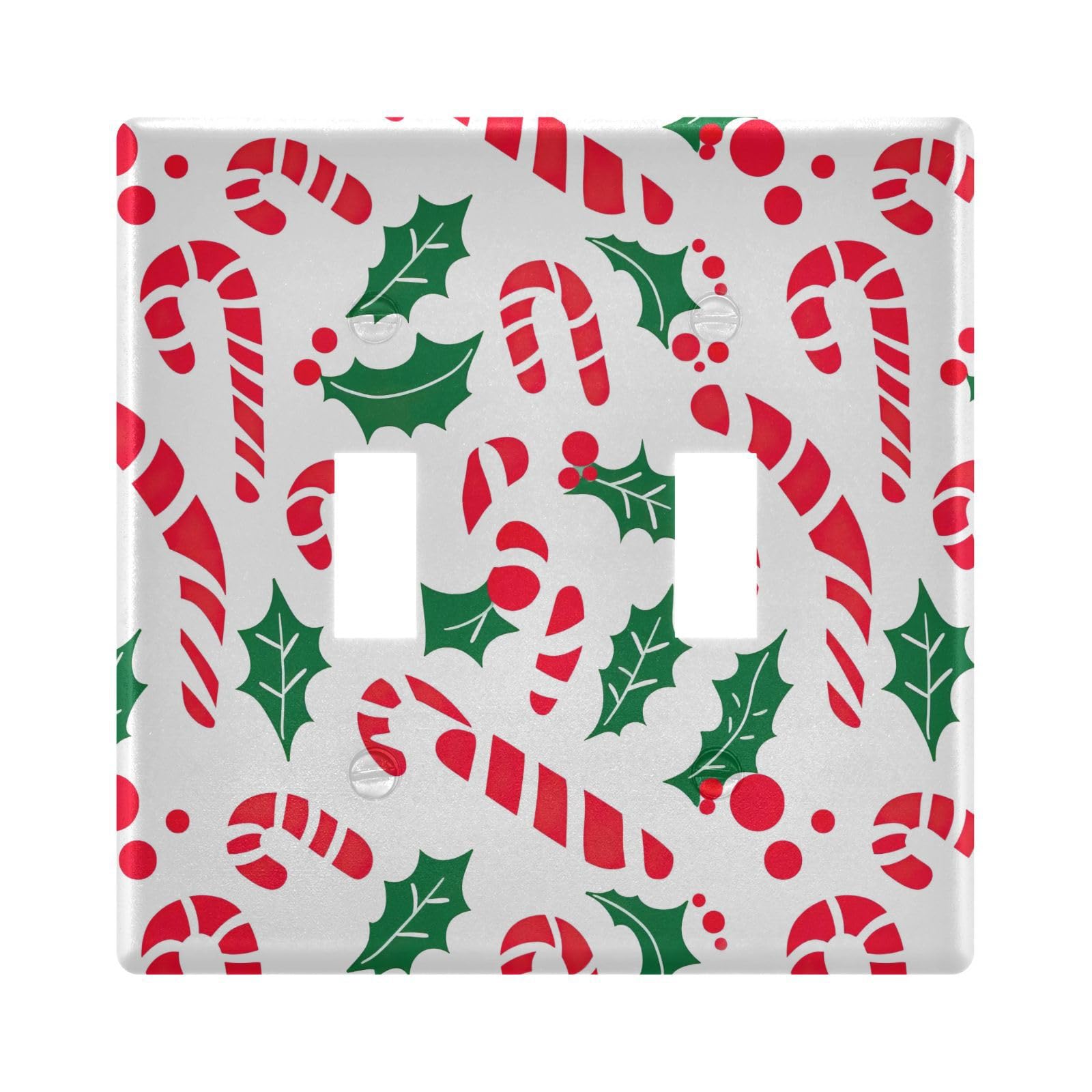 UMIRIKO Christmas Cane Holly Leaves Light Switch Cover Plate Covers Decorative Double Toggle Home Decor 202b7084