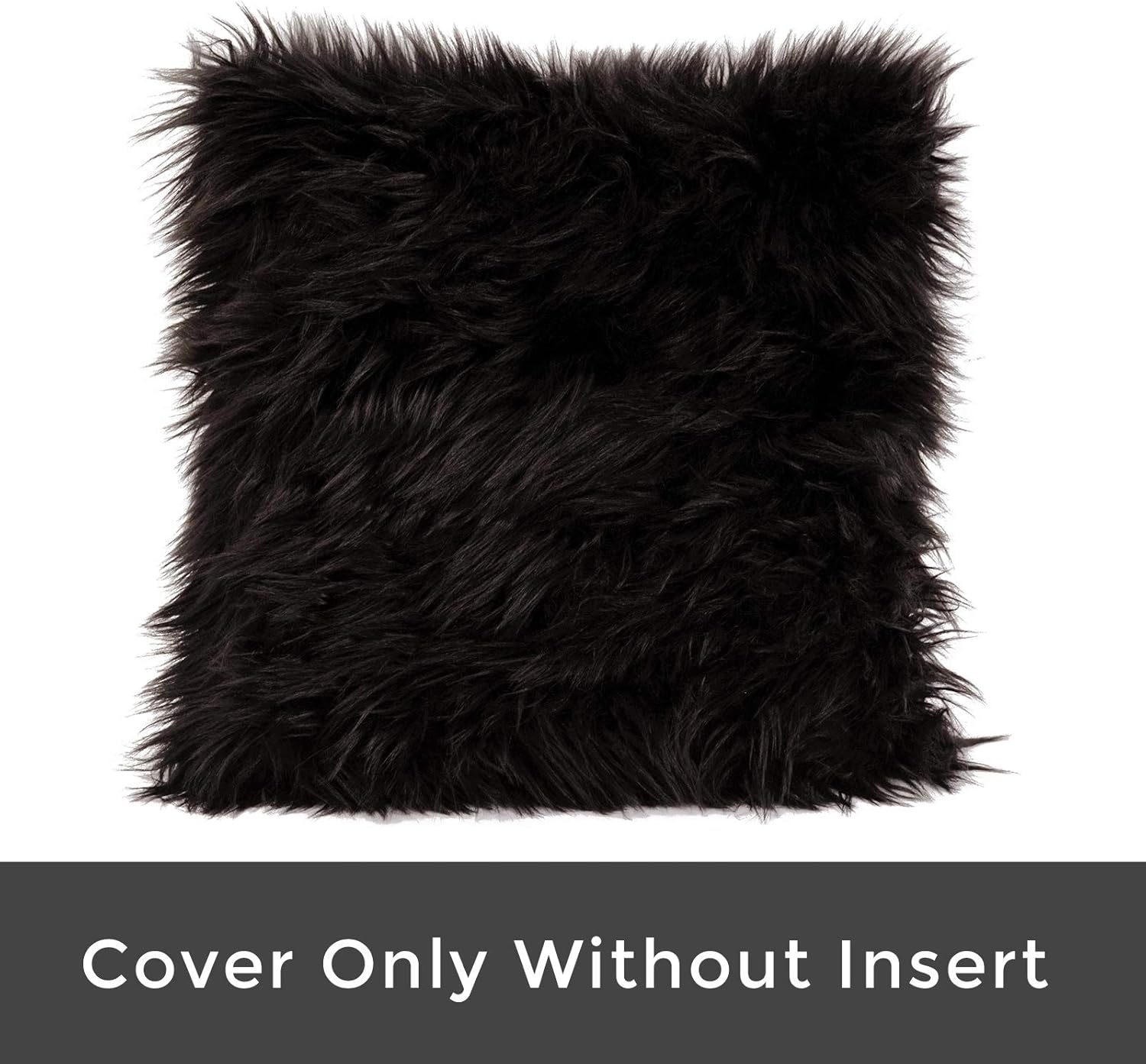 HYSEAS Set of 2 Decorative Faux Fur Throw Pillow Covers, Black Fluffy Soft Fuzzy Square Cushion Cover Pillow Case for Sofa, Couch, Chair, Bed, Cafe, 20 x 20 Inches - Image 8
