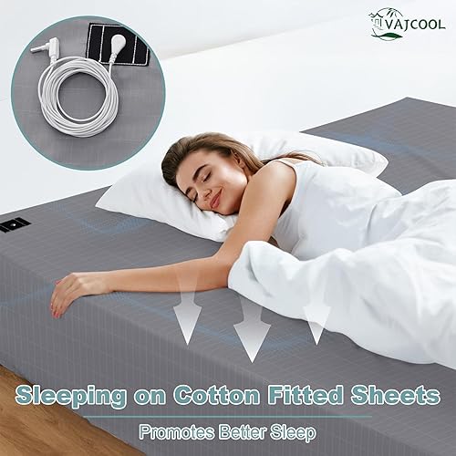 Miniatura 2 de Grounding Sheets King - Sábana bajera ajustable de 76 x 80 x 15 pulgadas, 10% fibra plateada pura, sábanas bajeras para mejorar el sueño y el