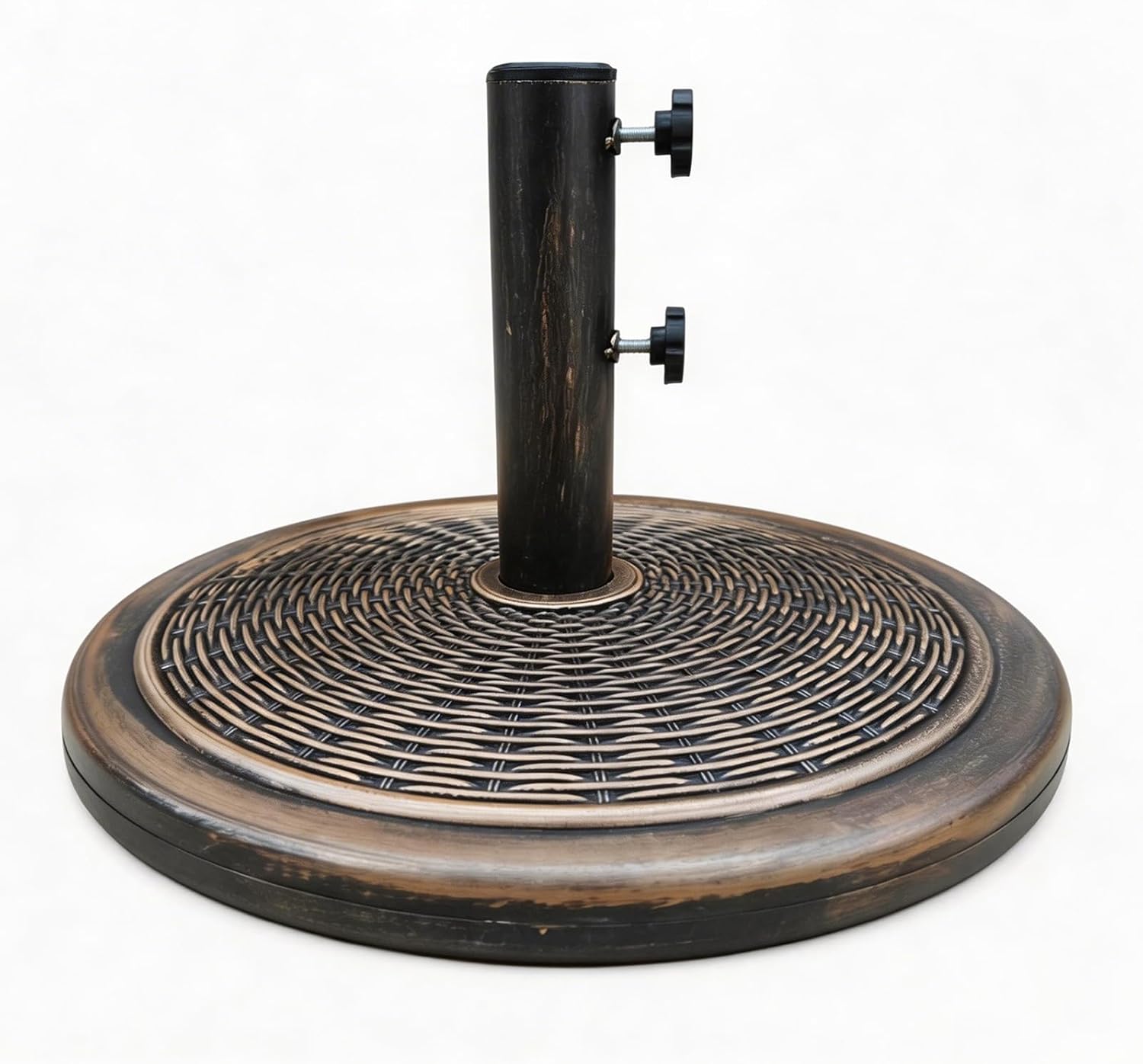 T&Jero 33 lb Round Heavy Duty Patio Market Table Umbrella Base Stand Weight Pre-Filled for Outdoor, Bronze