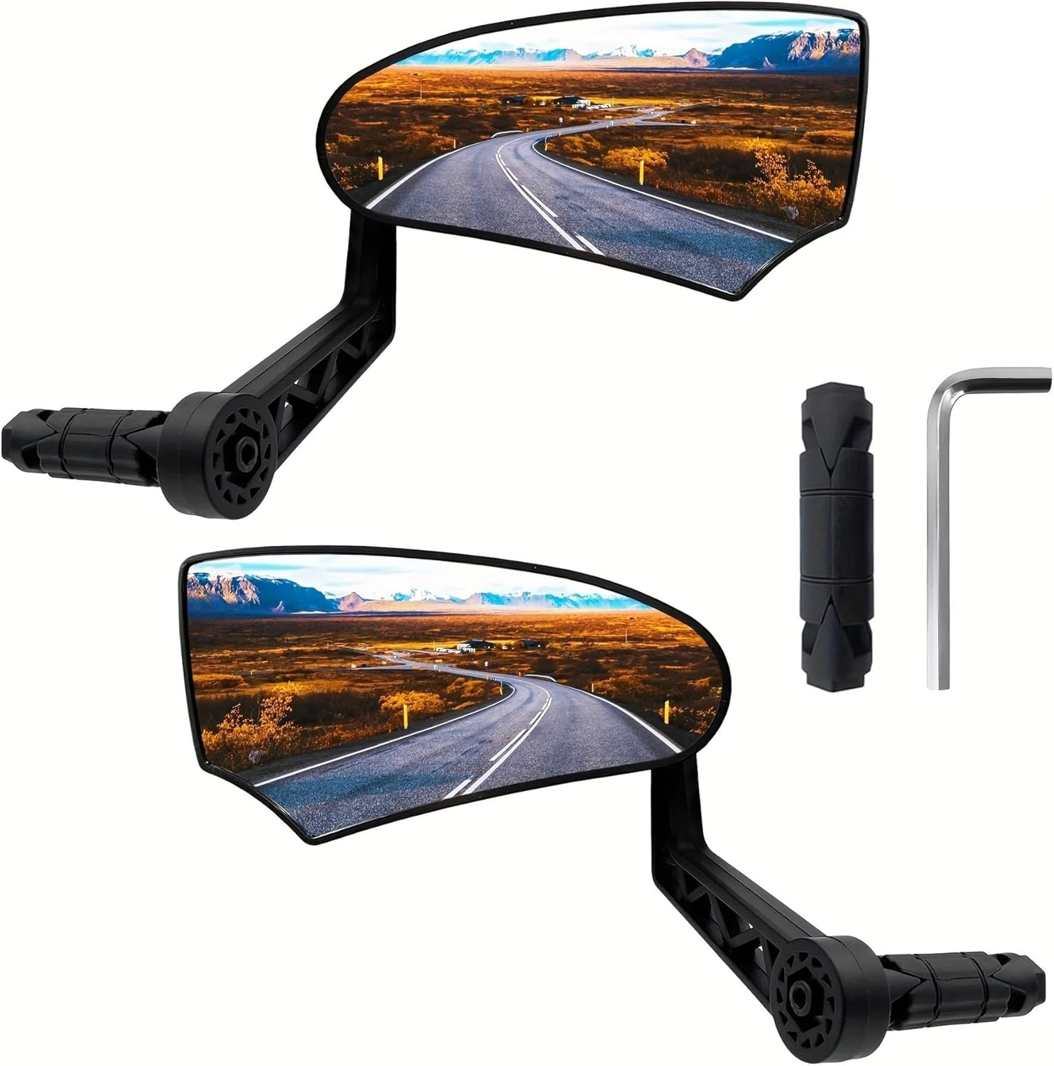 Bike Mirror Handlebar Mount 1Pair Bike Mirror, HD Glass Bicycle Mirrors for Handlebar Mount, Adjustable Bar End Rear View, Scratch Resistant