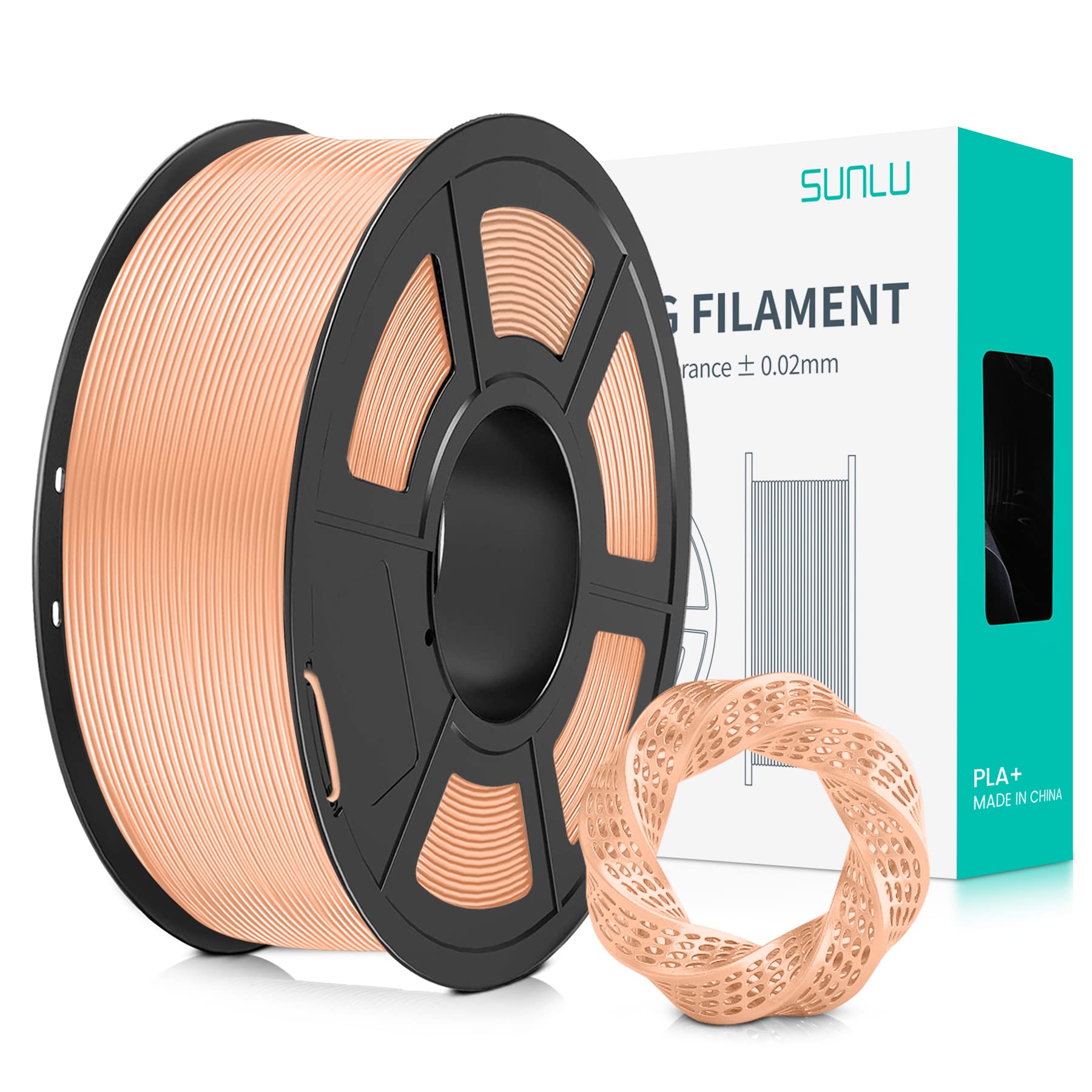 SUNLU Filamento PLA+ 1.75 mm per Stampante 3D e Penne 3D, Filamento PLA Plus 1KG,Neatly Wound, Precisione di Tolleranza del Filamento +/- 0.02 mm (Skin)