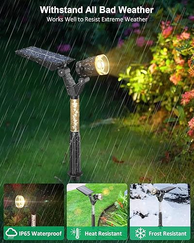 Miniatura 7 de XMCOSY+ Focos solares para exteriores, luces solares ajustables para exteriores, impermeables, todo en 1, focos solares para paisaje, luz de pared,