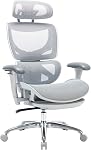 COLAMY Ergonomic Mesh Office Chair with Footrest, Executive High Back Computer Desk Chair with Wide Headrest and Adjustable 3D Arms, Backrest Height, Tilt Lock and Lumbar Support, Black