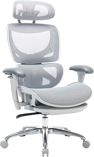 Miniatura 5 de COLAMY Silla de oficina ergonómica de malla, silla de escritorio con respaldo alto con reposapiés, reposacabezas ajustable y brazos 3D, bloqueo de