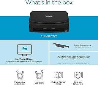ScanSnap iX1400 High-Speed Simple One-Touch Button Color Document, Photo & Receipt Scanner with Auto Document Feeder for Mac or PC, Black