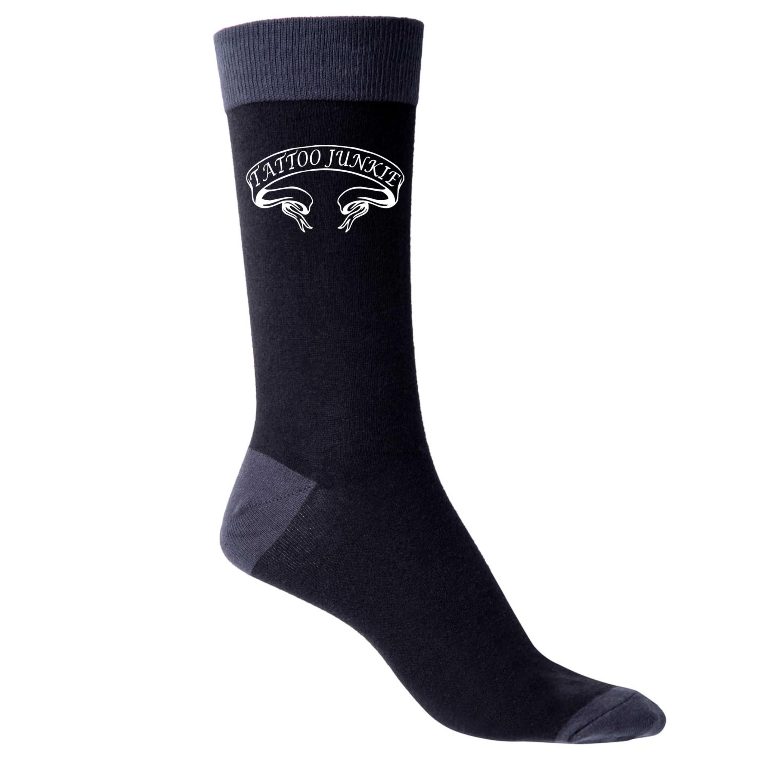 Print4U Tattoo Junkie Funny Men's Black Novelty Socks Great Tattoo Gift Idea
