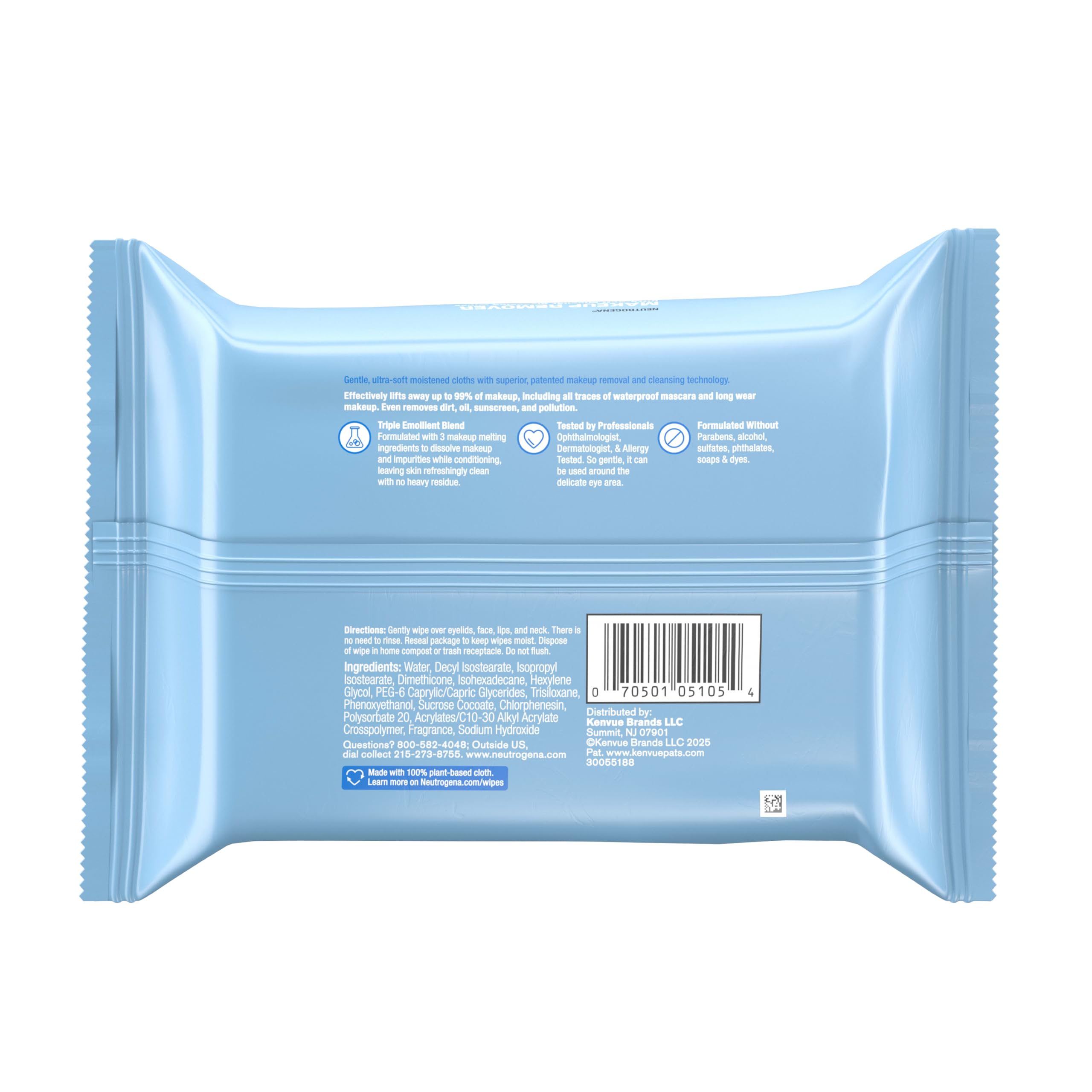 Toallitas de limpieza para quitar maquillaje, toallitas 25 prehumedecida - Neutrogena