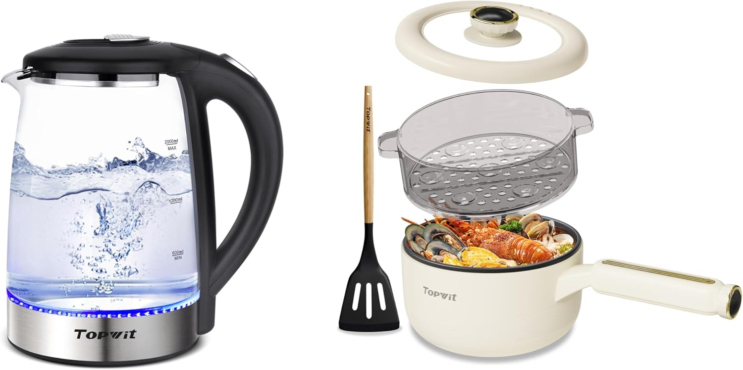 TOPWIT Electric Kettle & Electric Cooker with Steamer