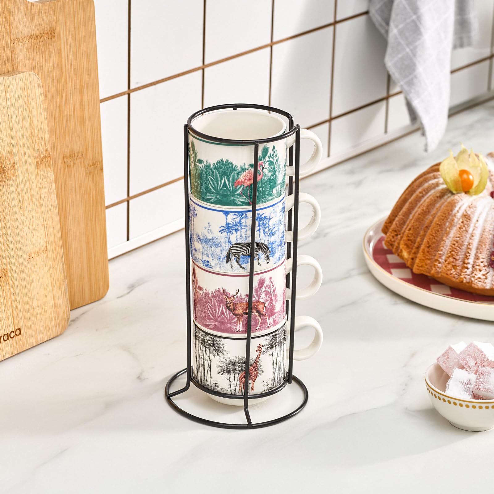 KARA 15th ファンミーティング　ファンミ　トレカスタンド　黒　白　セット Karaca Jungle 5 Parça Standlı Çay Fincanı Seti 160 Ml : Amazon.com