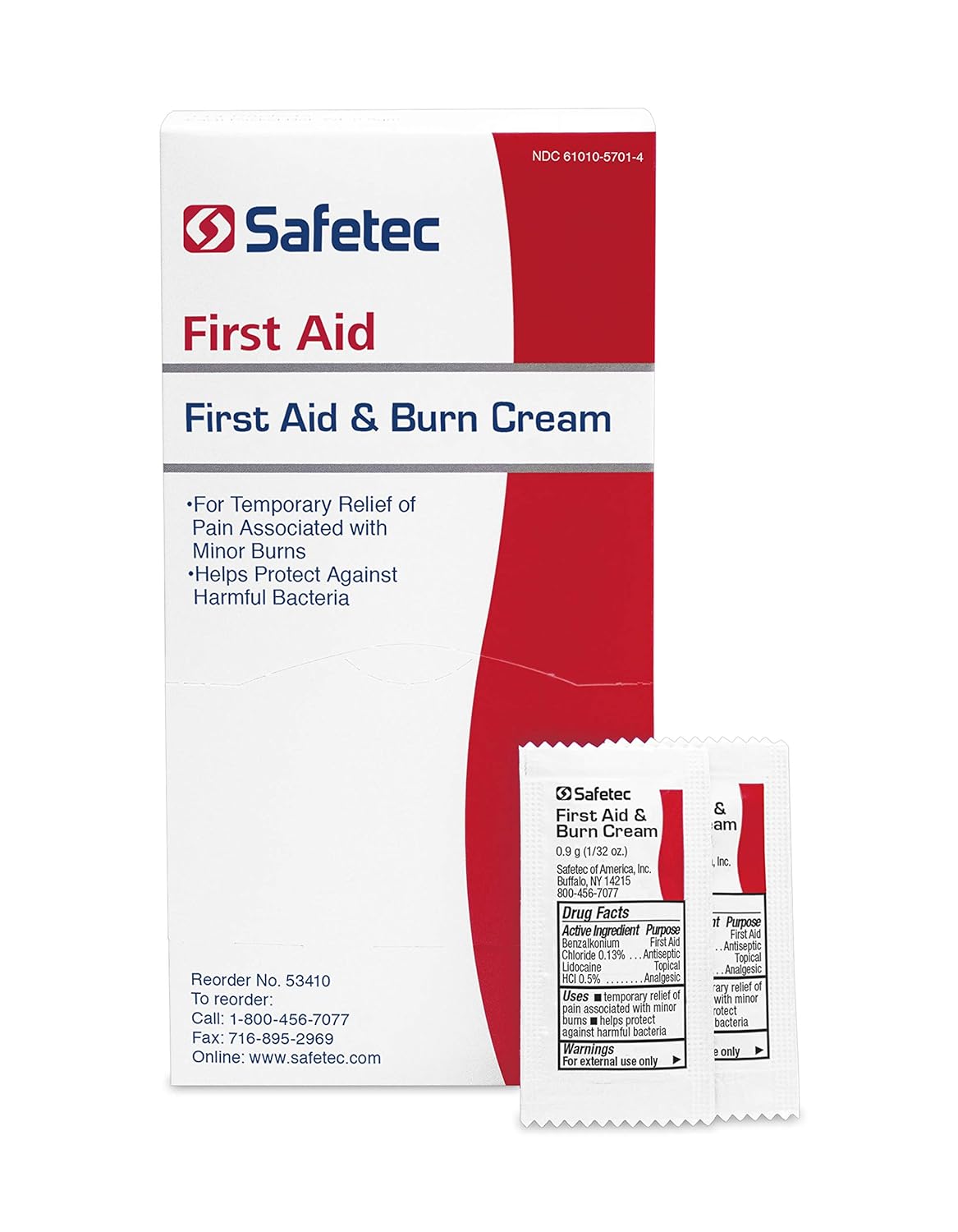 Safetec First Aid Burn Cream.9 g. Pouch 144 ct. Box (12 Boxes/case)