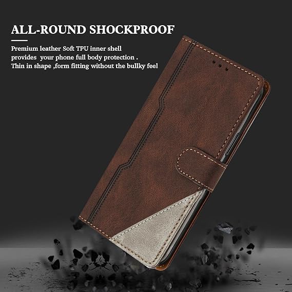 Case for OPPO Realme GT Master Edition, Flip Premium PU Leather Cover with [Kickstand][Card Holder][Shockproof TPU] Compatible with Realme GT Master Edition - Brown