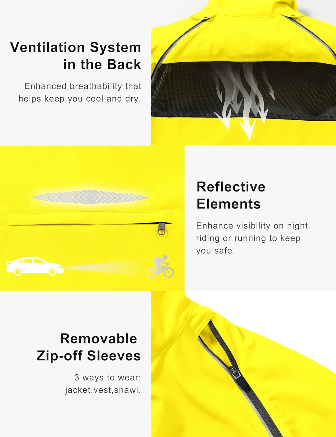 Little Donkey Andy Women's Lightweight Waterproof Cycling Jacket with Removable Sleeves for Biking Running Golf - Image 5