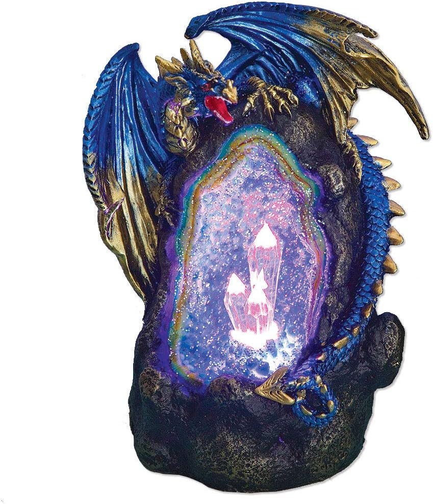 Bits and Pieces - Mystical Dragon LED Crystal Light-up Sculpture - Color Changing LED Lighted Geode Rock Cavern Figurine Tabletop Display