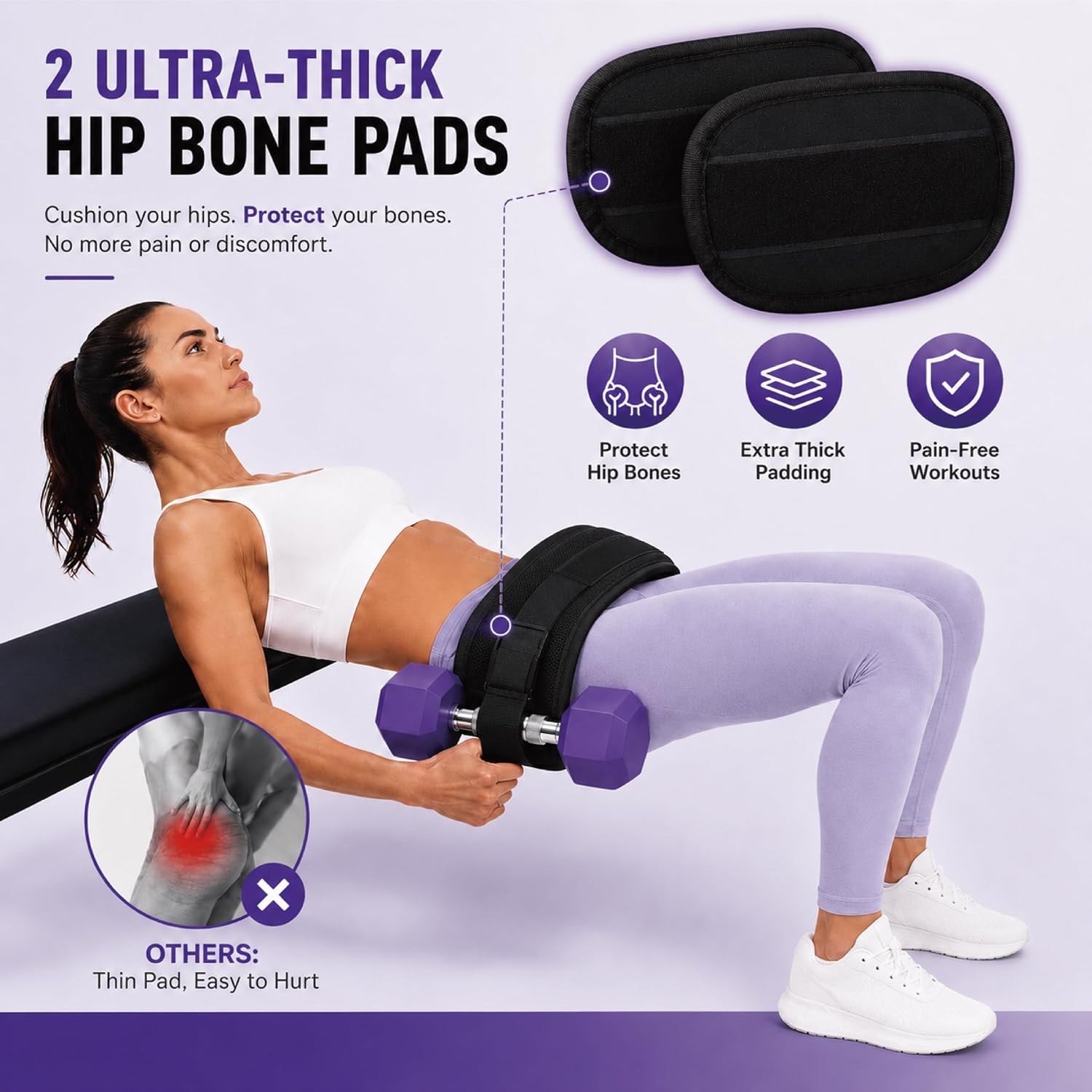 Upgraded Hip Thrust Belt with Stackable Padding Glute Bridge Weight Belt | with 1 Resistance Bands & Measuring Tape, for Home Gym Workout for Dumbbells