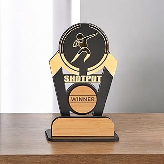GKD Wooden & Acrylic Sports Winner Trophy - Shot Put - Ideal for Awards & Celebrations