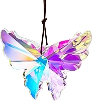 Vista 1 de 76mm Prisma de Cristal Colgante Mariposa Atrapasoles de Arcoíris, Atrapasoles de Mariposa de Cristal de Arcoíris, Cristales Colgantes de Prisma AB