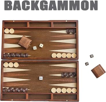 Backgammon Sets for Adults with Large 40cm Wooden Board Compact Foldable Design Perfect for Travel Includes Dice Classic Board Game for Home