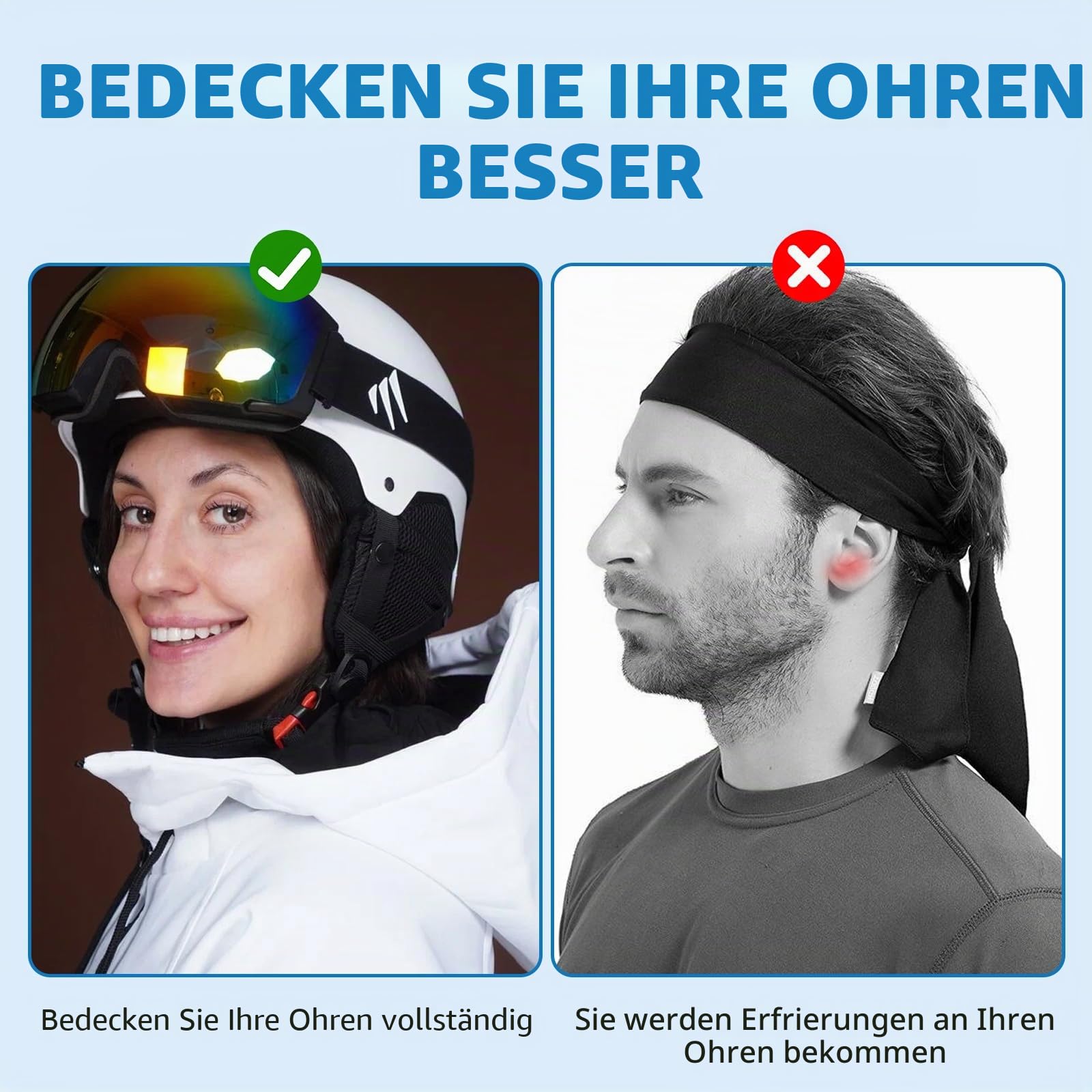 GUTERTOP Ohrenschutz Fahrradhelm und 4 Stück Schwarze Reflektierende Aufkleber, Fahrrad Ohren Windschutz, Ohrenschutz Fahrradhelm Gegen Windgeräusche, Weich an Den Ohren Sport & Freizeit
