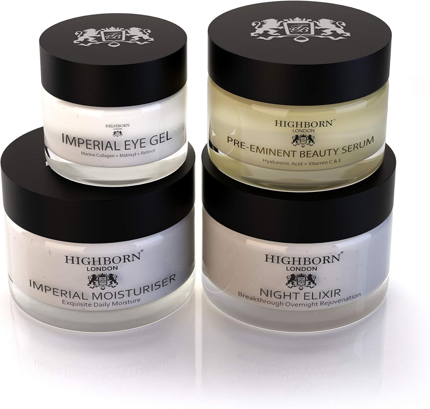 HighBorn London Four Phase Day & Night Collection, Anti Aging Skincare Set for Women w/Beauty Serum, Eye Gel