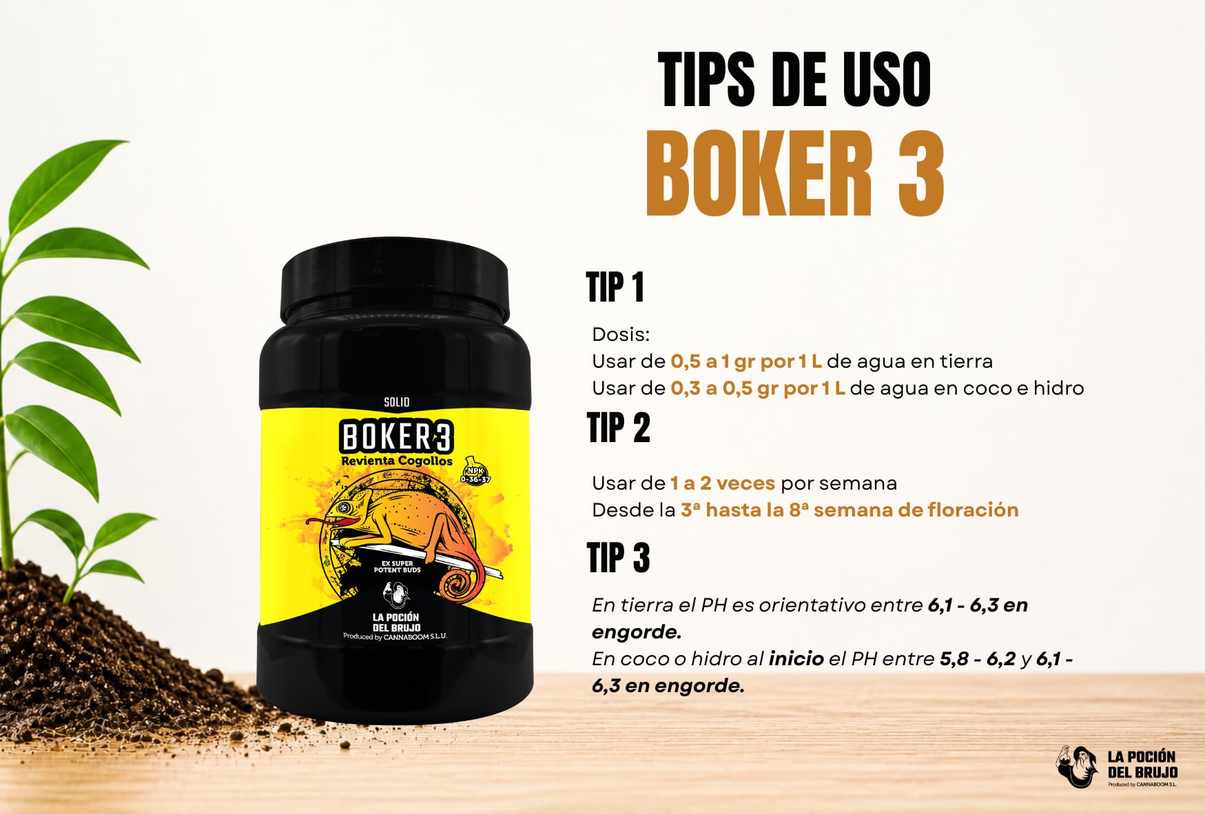 Revienta cogollos - BOKER 3 - Cannaboom - antiguo Super Potent Buds - fertilizante solido con PK (400gr)