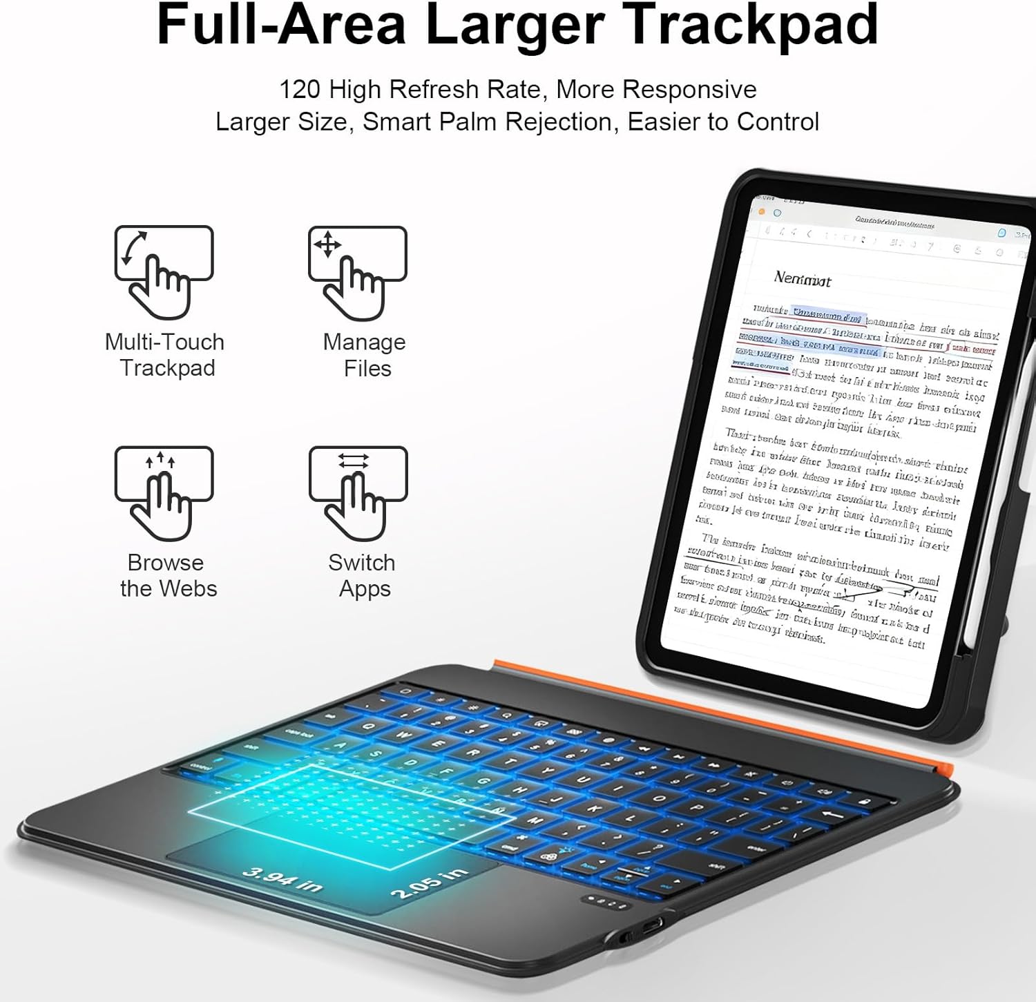 iPad A16 11/10th Generation Case with Keyboard, Air 11 inch (M4/M3/M2, 2026/2025/2024), Magnetic Detachable Backlit Keyboard, Trackpad, 360 Stand, Pencil Holder, Slim for Air 5/4th 10.9" Pro 11(Black)