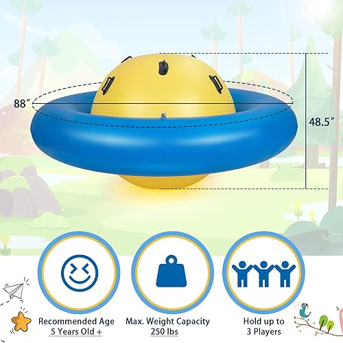 Miniatura 9 de HONEY JOY Balancín inflable de 8 pies, balancín gigante de balancín con 6 asas, peso máximo de 250 libras, juguete inflable para actividades de